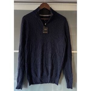 NWT* Club Room Luxury Mens Small 100% Cashmere Quarter Zip Pullover Sweater Navy